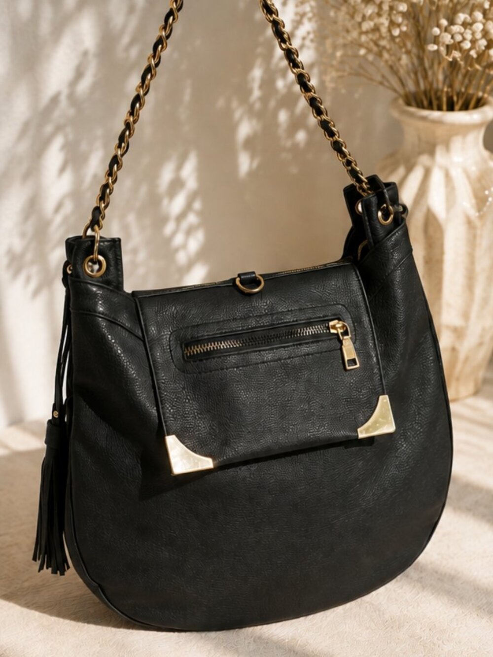 Studio Collection Black Slouchy Shoulder Bag